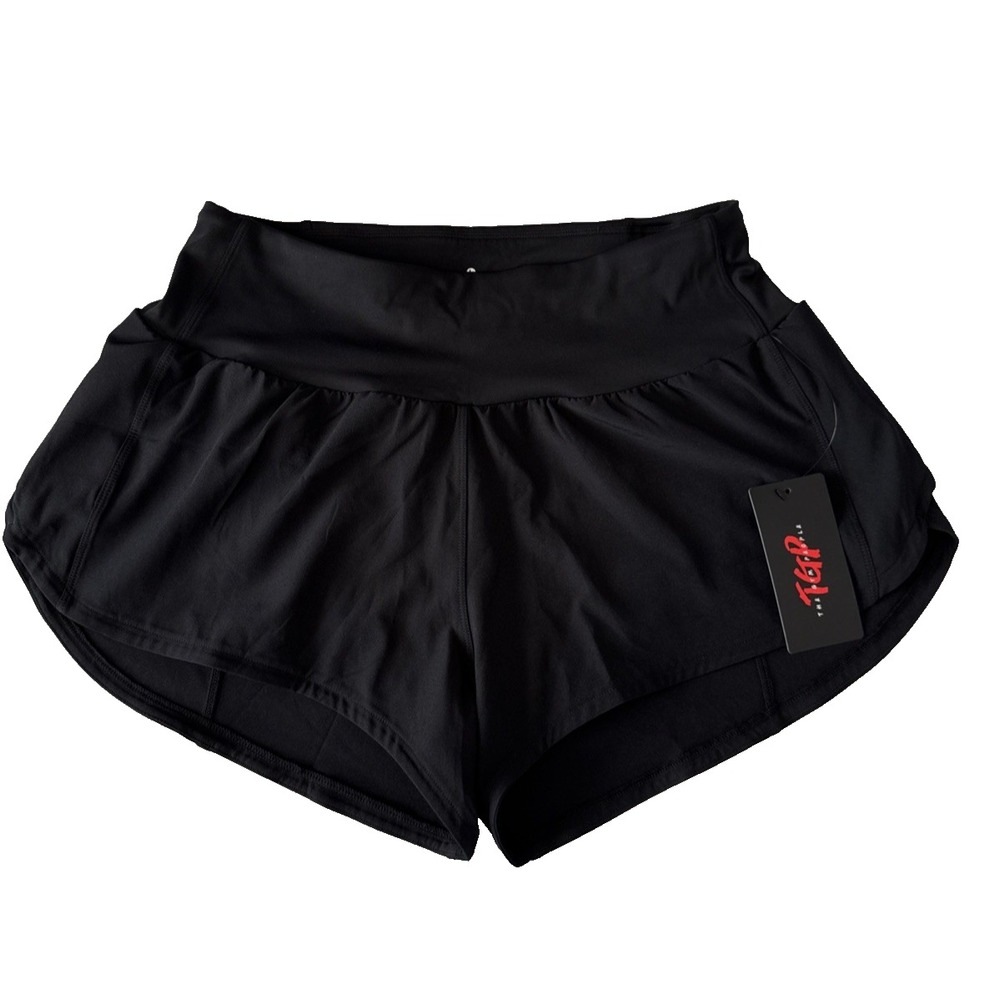 The Gym People Black Double Layer Running Shorts L Activewear Sport Hiking NWT